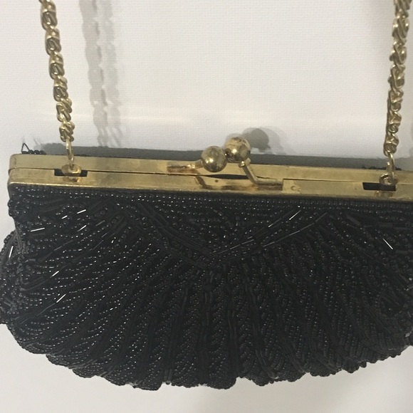 Black Beaded Formal Event Purse - Picture 3 of 5